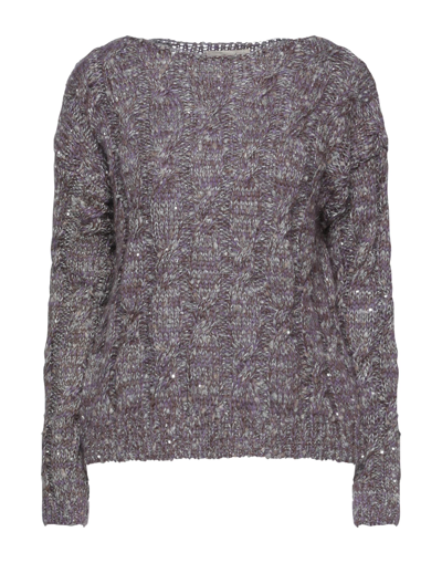 Shop Croche Crochè Woman Sweater Purple Size L Acrylic, Polyester, Polyamide, Mohair Wool, Wool