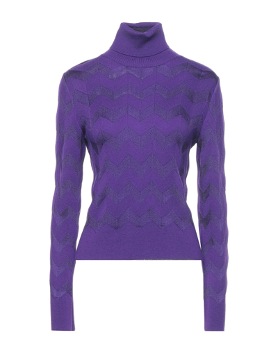 Shop Missoni Woman Turtleneck Dark Purple Size 6 Wool, Viscose, Polyamide