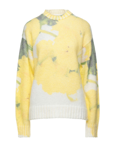 Shop Msgm Woman Sweater Yellow Size M Acrylic, Mohair Wool, Polyamide