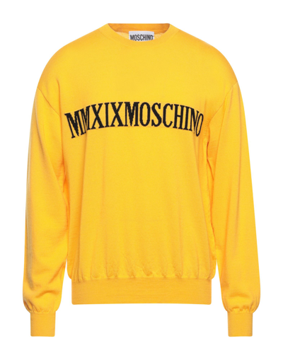 Shop Moschino Man Sweater Ocher Size 38 Virgin Wool In Yellow
