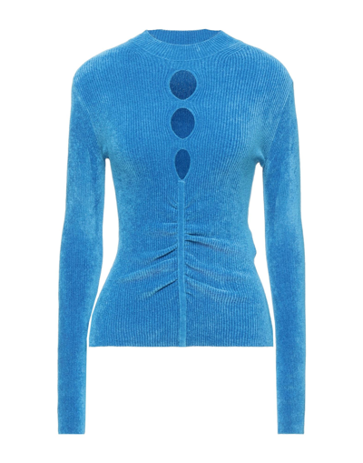 Shop Msgm Woman Sweater Azure Size S Viscose, Polyamide, Elastane In Blue