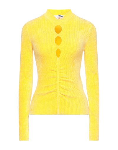 Shop Msgm Woman Sweater Yellow Size M Viscose, Polyamide, Elastane