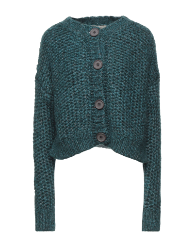 Shop Croche Crochè Woman Cardigan Deep Jade Size M Cotton, Polyamide, Acrylic, Mohair Wool In Green
