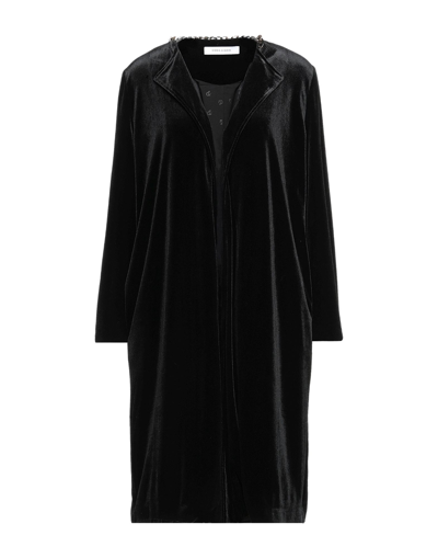 Shop Emma & Gaia Woman Overcoat & Trench Coat Black Size 6 Polyester, Polyamide, Elastane
