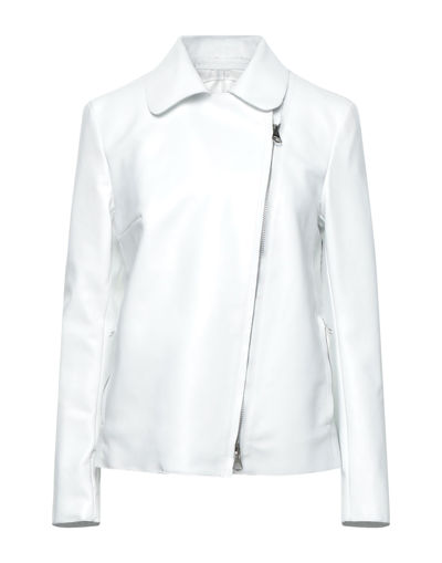 Shop Salvatore Santoro Woman Jacket White Size 10 Bovine Leather