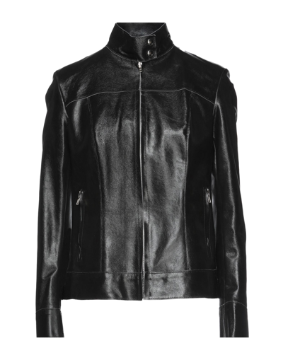 Shop Salvatore Santoro Woman Jacket Black Size 10 Ovine Leather