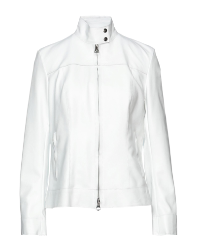 Shop Salvatore Santoro Woman Jacket White Size 8 Ovine Leather