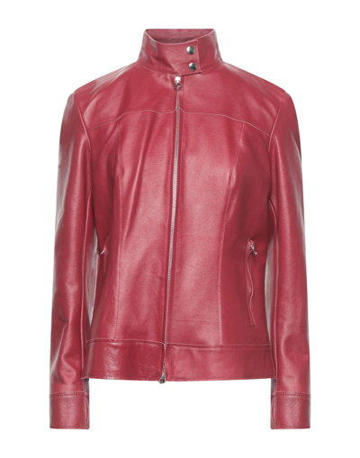 Shop Salvatore Santoro Woman Jacket Burgundy Size 8 Ovine Leather In Red