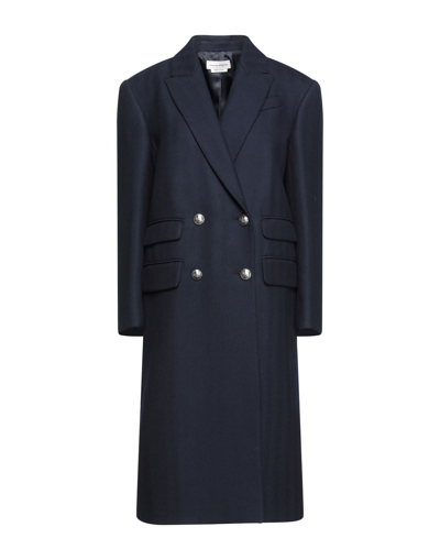 Shop Alexander Mcqueen Woman Coat Midnight Blue Size 8 Wool, Cashmere