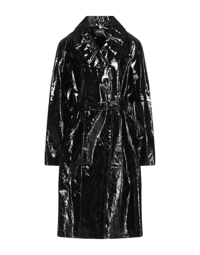 Shop Isabel Marant Woman Overcoat & Trench Coat Black Size 10 Linen, Polyurethane