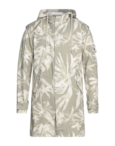 Shop Saint Laurent Man Overcoat & Trench Coat Military Green Size 42 Cotton, Linen