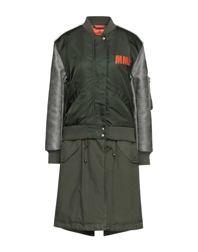 Shop Mr & Mrs Italy Woman Coat Military Green Size Xs Nylon, Alpaca Wool, Lambskin, Pvc - Polyvinyl Chlor