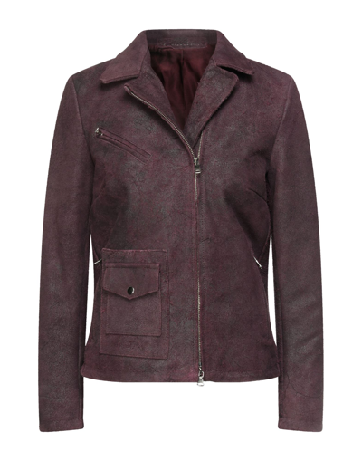 Shop Salvatore Santoro Woman Jacket Dark Purple Size 8 Soft Leather