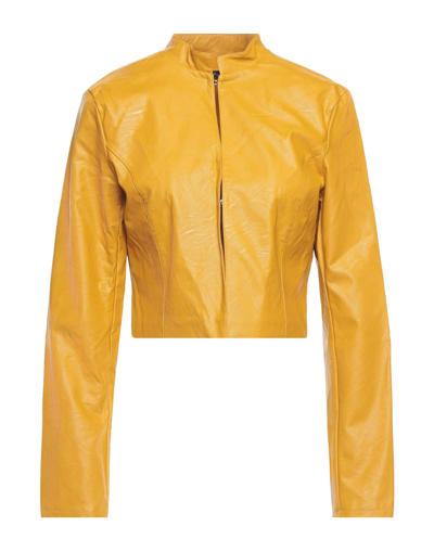 Shop Akè Woman Jacket Ocher Size 6 Polyurethane, Viscose, Polyester In Yellow