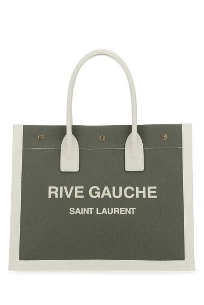 Shop Saint Laurent Rive Gauche Small Tote Bag In Green