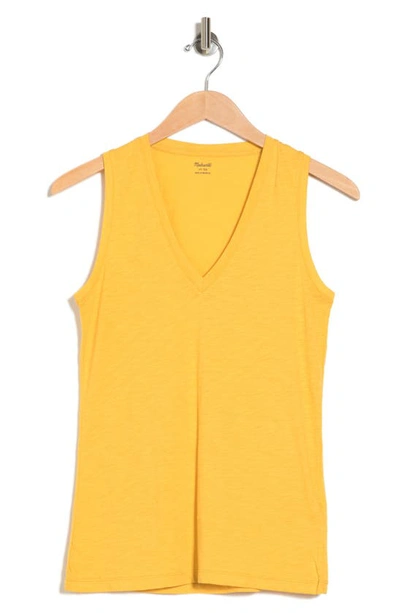 Shop Madewell V-neck Cotton Tank In Pressed Sunflower