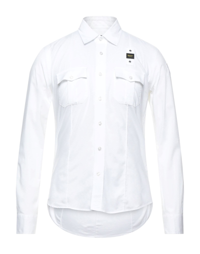Shop Blauer Man Shirt White Size S Cotton, Elastane