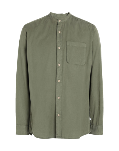 Shop Selected Homme Man Shirt Military Green Size 17 ½ Tencel Lyocell, Organic Cotton