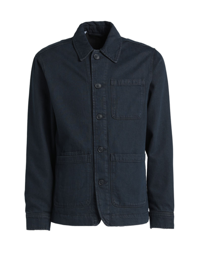Shop Selected Homme Man Denim Shirt Blue Size L Organic Cotton, Tencel Lyocell