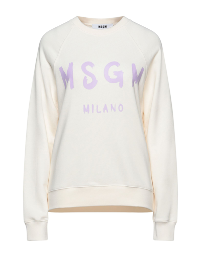 Shop Msgm Woman Sweatshirt Ivory Size M Cotton In White