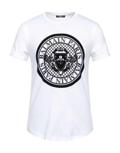 Shop Balmain Man T-shirt White Size M Cotton