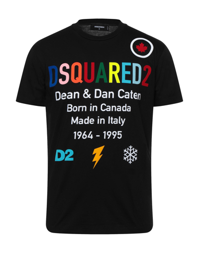 Shop Dsquared2 Man T-shirt Black Size M Cotton