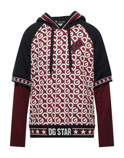 Shop Dolce & Gabbana Man Sweatshirt Burgundy Size 48 Cotton, Elastane In Maroon