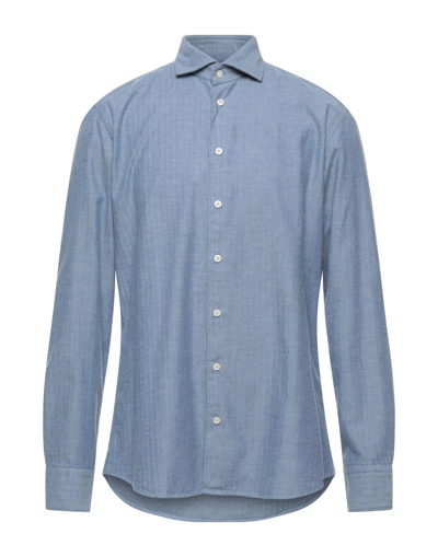 Shop Bastoncino Man Shirt Azure Size 17 Cotton In Blue