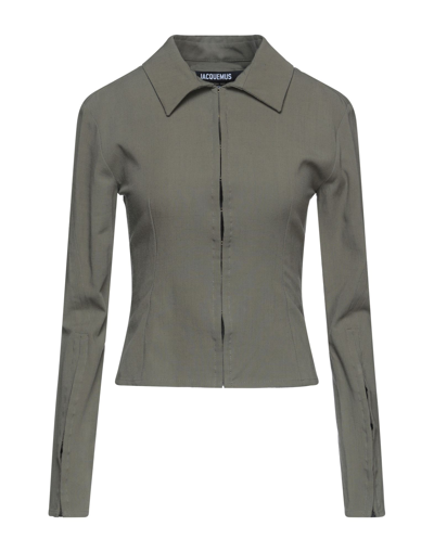 Shop Jacquemus Woman Shirt Military Green Size 2 Viscose, Linen, Elastane
