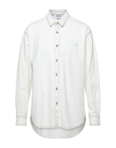 Shop Marcelo Burlon County Of Milan Marcelo Burlon Man Denim Shirt White Size M Cotton, Polyester