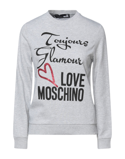 Shop Love Moschino Woman Sweatshirt Grey Size 8 Cotton, Elastane