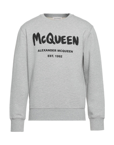 Shop Alexander Mcqueen Man Sweatshirt Light Grey Size L Cotton, Elastane