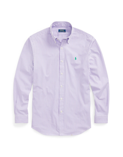 Shop Polo Ralph Lauren Man Shirt Purple Size Xxl Cotton, Elastane