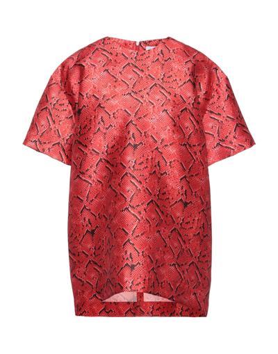 Shop Msgm Woman Top Red Size 6 Polyester