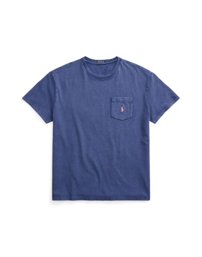 Shop Polo Ralph Lauren Custom Slim Cotton-linen Pocket T-shirt Man T-shirt Midnight Blue Size L Cotton, L