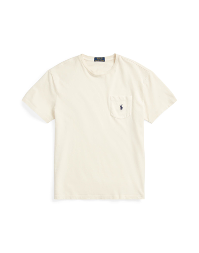 Shop Polo Ralph Lauren Custom Slim Cotton-linen Pocket T-shirt Man T-shirt White Size Xs Cotton, Linen