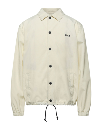 Shop Msgm Man Jacket Ivory Size 40 Polyamide In White