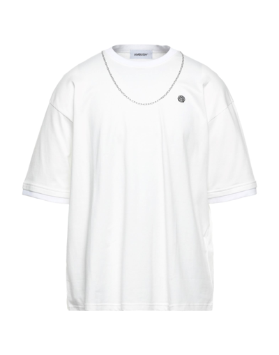 Shop Ambush Man T-shirt White Size L Cotton, Polyester, Polyurethane, Viscose