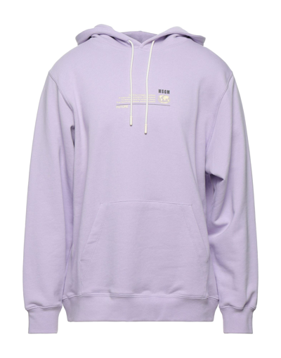 Shop Msgm Man Sweatshirt Lilac Size Xl Organic Cotton In Purple