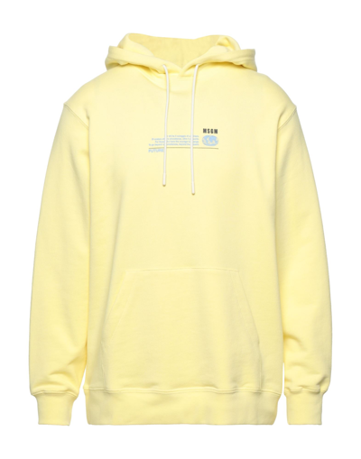 Shop Msgm Man Sweatshirt Light Yellow Size M Organic Cotton