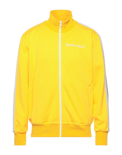 Shop Palm Angels Man Sweatshirt Yellow Size S Polyester, Elastane
