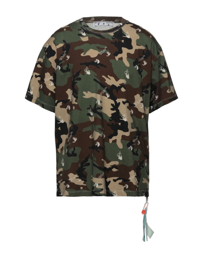 Shop Off-white Man T-shirt Military Green Size S Cotton