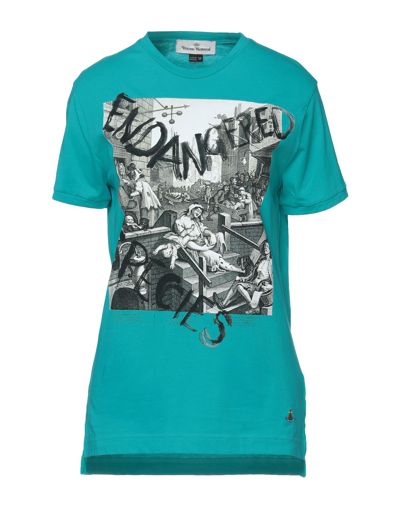 Shop Vivienne Westwood Woman T-shirt Turquoise Size Xs Organic Cotton In Blue