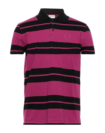 Shop Saint Laurent Man Polo Shirt Mauve Size M Cotton In Purple