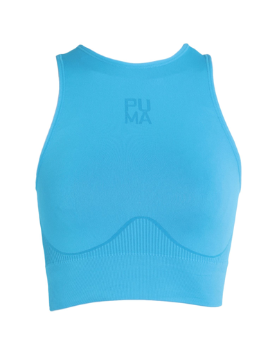 Shop Puma Infuse Evoknit Cropped Top Woman Top Azure Size Xs Polyamide, Elastane In Blue
