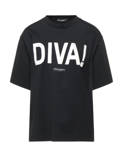 Shop Dolce & Gabbana Woman T-shirt Black Size Xs Cotton, Polyamide, Elastane, Polyester