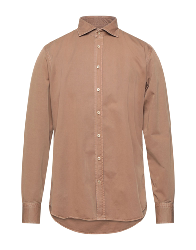 Shop Bastoncino Man Shirt Camel Size 15 ¾ Cotton In Beige