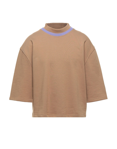Shop Martin Asbjørn Man Sweatshirt Camel Size M Organic Cotton, Recycled Polyester In Beige