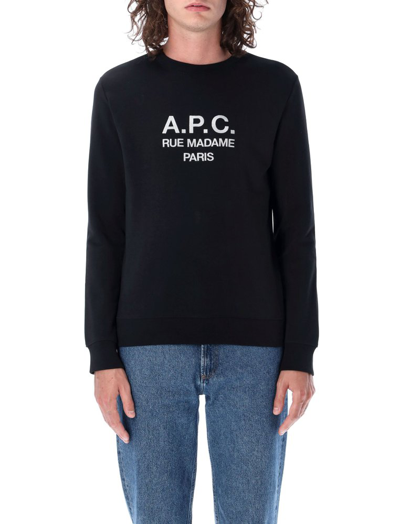 Shop Apc A.p.c. Logo Embroidered Crewneck Sweatshirt In Black