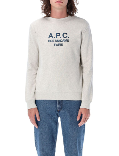 Shop Apc A.p.c. Logo Embroidered Crewneck Sweatshirt In Grey